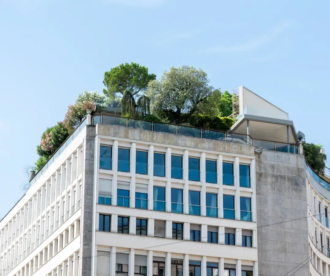 a building with a tree on top