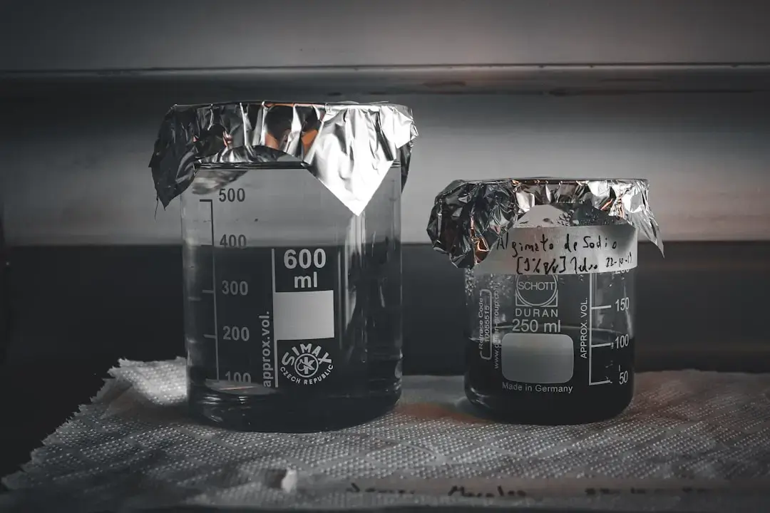a couple of jars filled with liquid sitting on top of a table