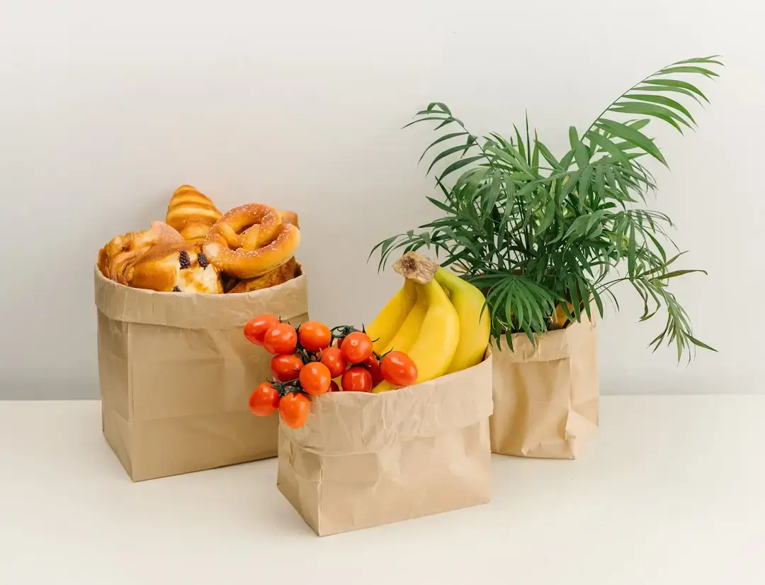 Close-up of eco-friendly biodegradable bags made from plant starch as a sustainable alternative to plastic.