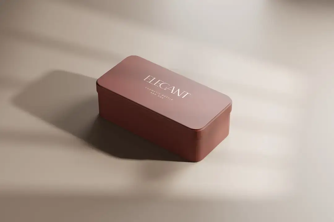 Close-up of a minimalist and modern food package label design with clean typography on a sustainable container