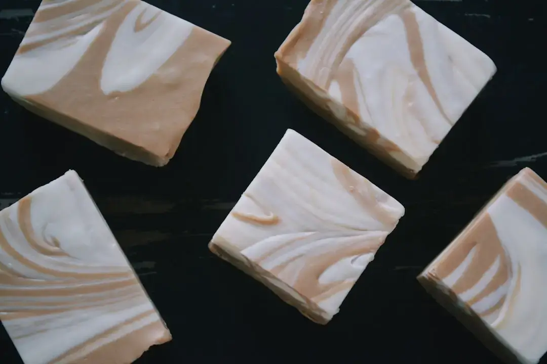 Close-up detail of artisanal organic bar soap with a textured, natural surface.