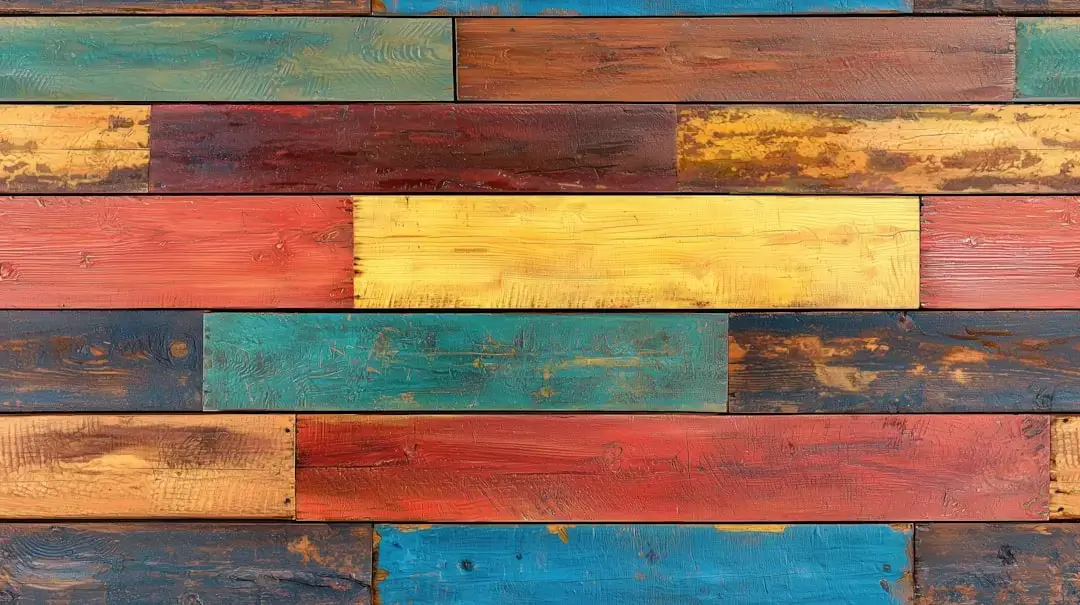High angle shot of recycled wood planks and timber scraps ready for sustainable processing