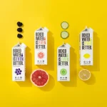 a yellow background with a few different foods