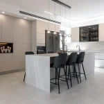 Modern kitchen with island and bar stools